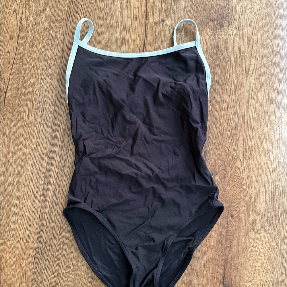 Yumiko Black One-Piece with Light Blue Trim Leotard